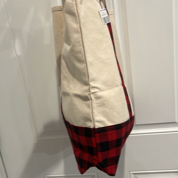 CHRISTMAS TREE SHOPS Cotton Canvas Tote Bag (Monogrammed “C”), Cream & Red\Black - Picture 13 of 13